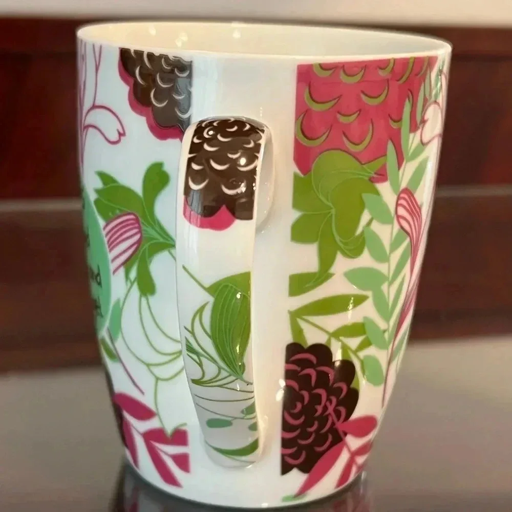 Pier One 2013 “friends” coffee mug pink/green/brown floral design. Great gift!​